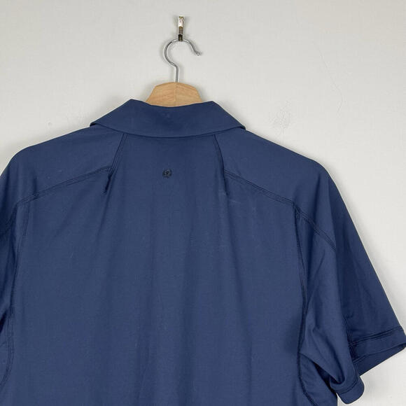 Lululemon Evolution Polo Shirt Navy Blue Size M Four-Way Stretch Athletic Golf - Picture 5 of 8